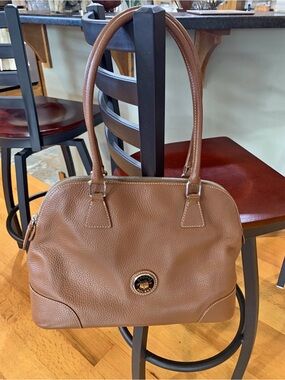 Vintage Dooney & Bourke Pebble Grain Domed Satchel | Camel | Silver Hardware